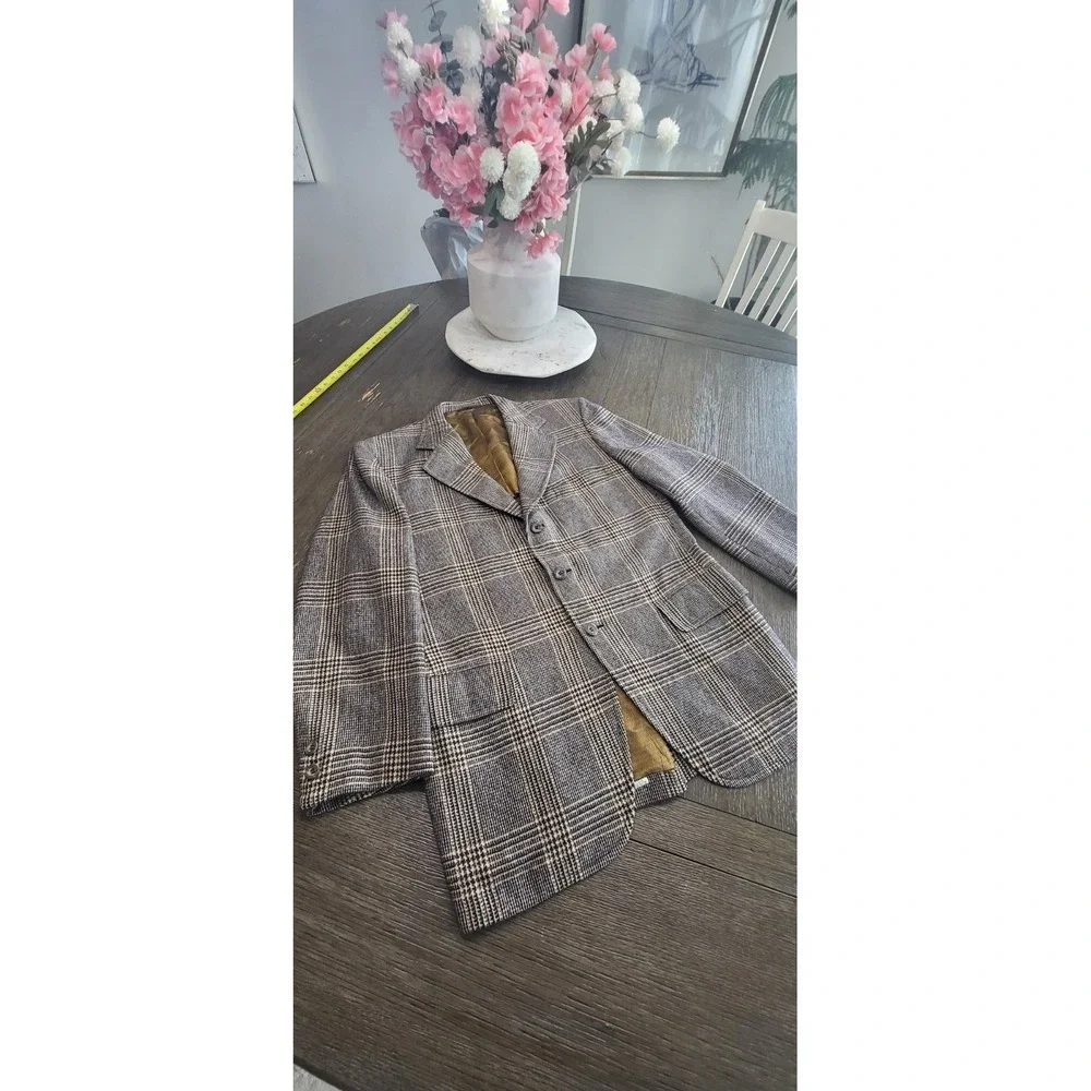 Vintage 60s USA‎ Brenner 100% Cashmere GLEN PLAID BLAZER JACKET 40R 41